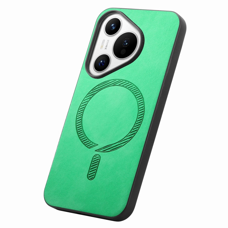 For Huawei Pura 70 Pro+ Solid Color Retro Magsafe PU Back Cover Phone Case(Green) - Huawei Cases by PMC Jewellery | Online Shopping South Africa | PMC Jewellery | Buy Now Pay Later Mobicred