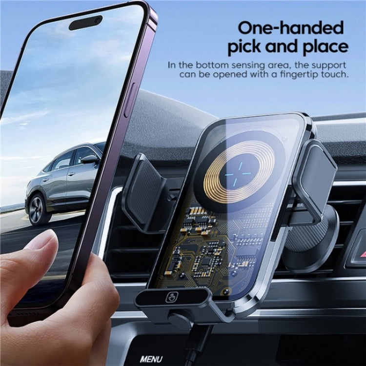 X11s 66W High Power Transparent Car Wireless Charger Phone Bracket(Titanium) - Wireless Charging Pads by PMC Jewellery | Online Shopping South Africa | PMC Jewellery | Buy Now Pay Later Mobicred