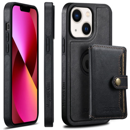 For iPhone 13 Suteni M1 Oil Wax MagSafe Detachable Horizontal Card Bag Phone Case(Black) - iPhone 13 Cases by Suteni | Online Shopping South Africa | PMC Jewellery | Buy Now Pay Later Mobicred