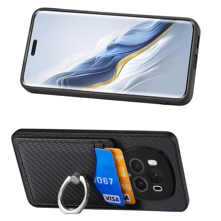 For Honor Magic6 Pro Carbon Fiber Card Wallet Ring Phone Case(Black) - Honor Cases by PMC Jewellery | Online Shopping South Africa | PMC Jewellery | Buy Now Pay Later Mobicred