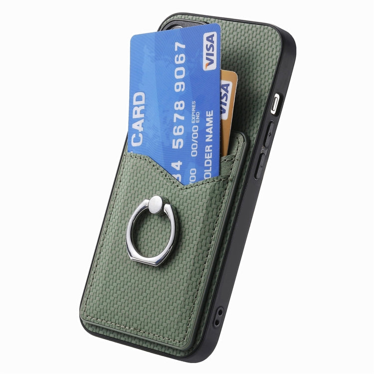 For Honor Magic6 Pro Carbon Fiber Card Wallet Ring Phone Case(Green) - Honor Cases by PMC Jewellery | Online Shopping South Africa | PMC Jewellery | Buy Now Pay Later Mobicred