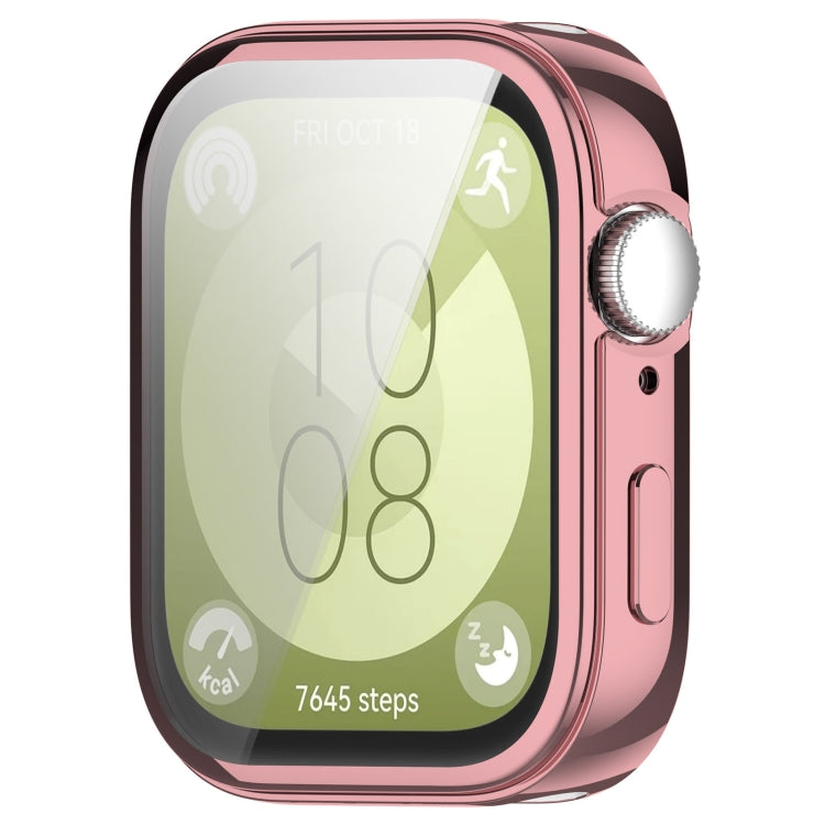 For Huawei Watch Fit 3 Full Coverage TPU Electroplated Watch Protective Case(Pink) - Watch Cases by PMC TechLife | Online Shopping South Africa | PMC TechLife | Buy Now Pay Later Mobicred
