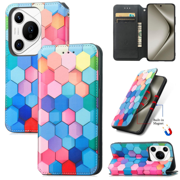 For Huawei Pura 70 Pro CaseNeo Colorful Magnetic Leather Phone Case(Colorful Cube) - Huawei Cases by PMC Jewellery | Online Shopping South Africa | PMC Jewellery | Buy Now Pay Later Mobicred