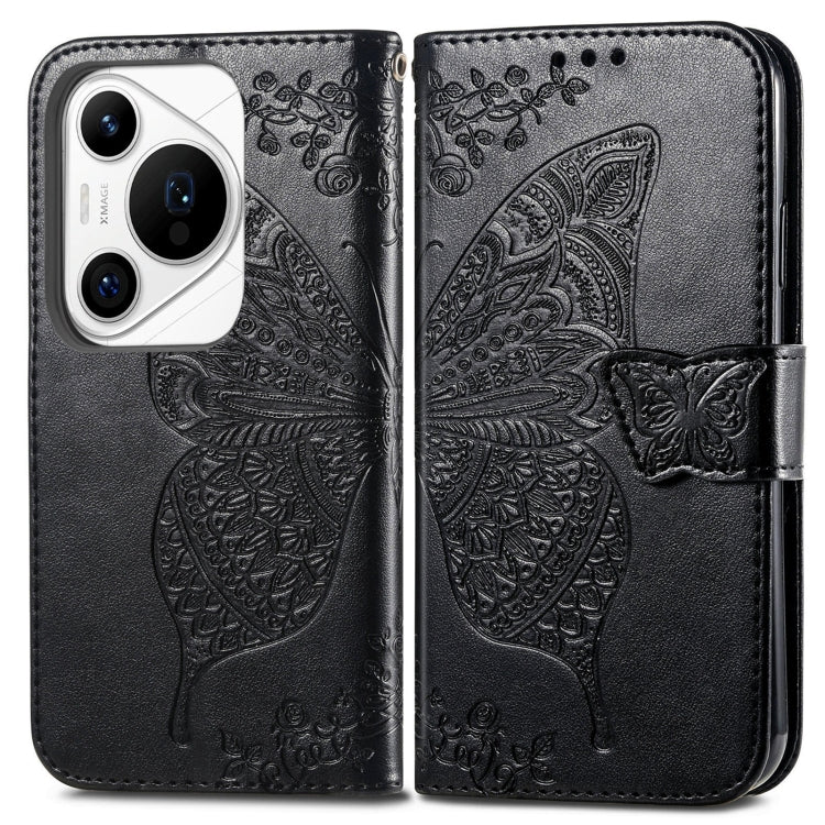 For Huawei Pura 70 Pro+ Butterfly Love Flower Embossed Leather Phone Case(Black) - Huawei Cases by PMC Jewellery | Online Shopping South Africa | PMC Jewellery | Buy Now Pay Later Mobicred