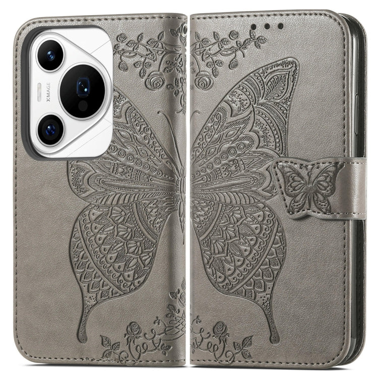 For Huawei Pura 70 Pro+ Butterfly Love Flower Embossed Leather Phone Case(Gray) - Huawei Cases by PMC Jewellery | Online Shopping South Africa | PMC Jewellery | Buy Now Pay Later Mobicred