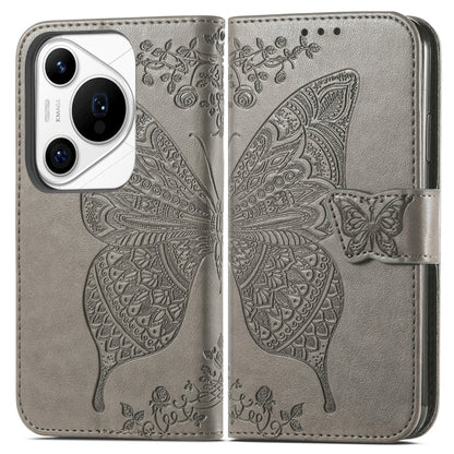 For Huawei Pura 70 Pro+ Butterfly Love Flower Embossed Leather Phone Case(Gray) - Huawei Cases by PMC Jewellery | Online Shopping South Africa | PMC Jewellery | Buy Now Pay Later Mobicred