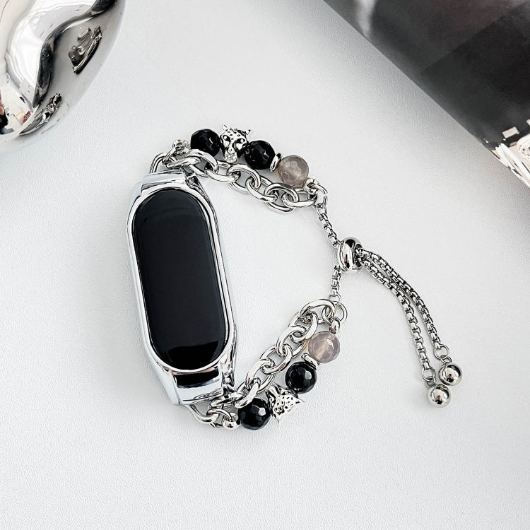 For Xiaomi Mi Band 7 Crystal Beaded Onyx Watch Band(Silver+Agate Bead) - free shipping - PMC TechLife - Order now!