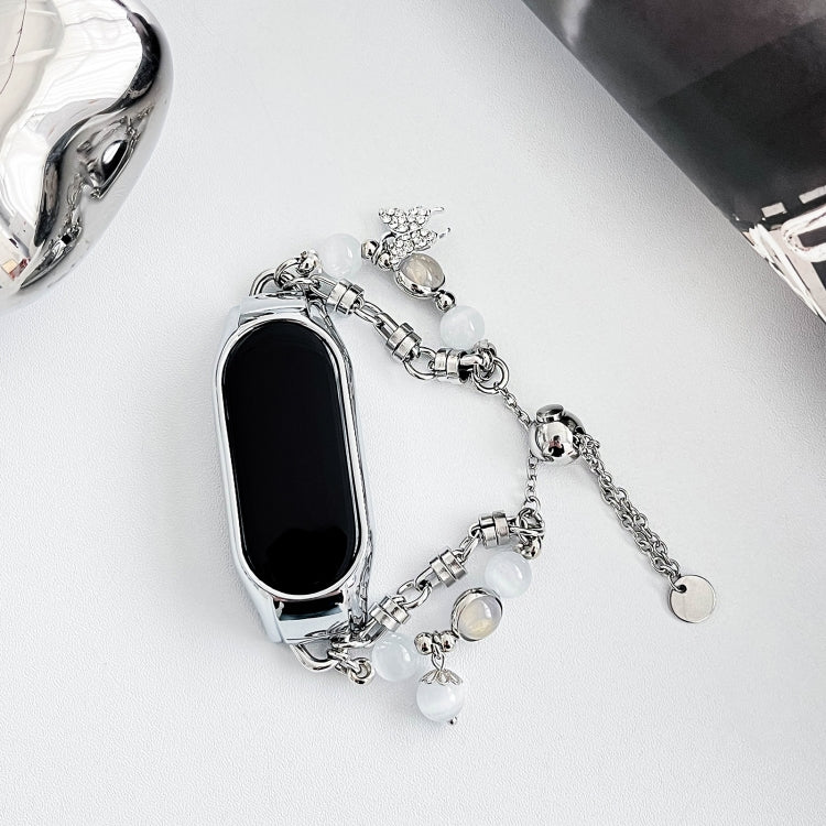 For Xiaomi Mi Band 3 / 4 Crystal Beaded Onyx Watch Band(Silver+Butterfly) - free shipping - PMC TechLife - Order now!