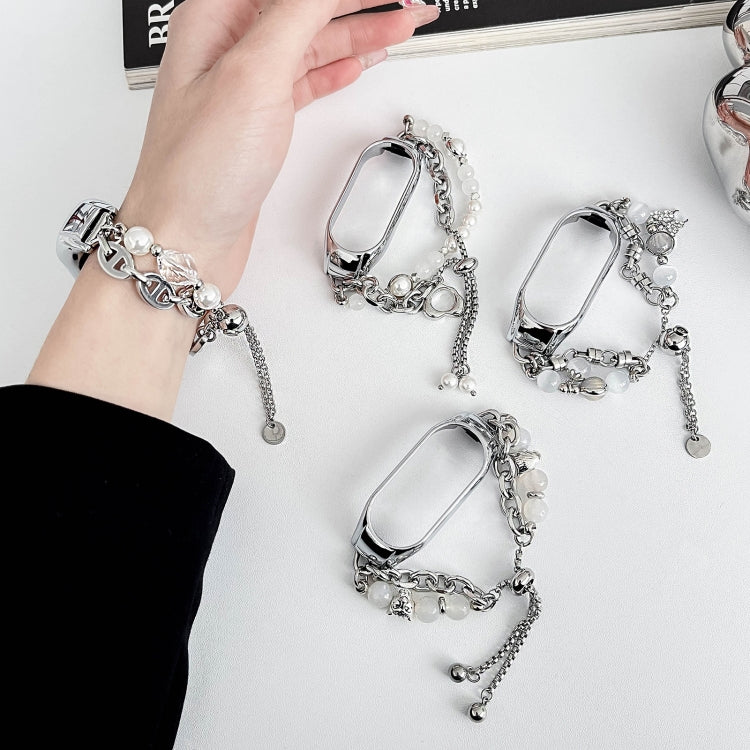 For Xiaomi Mi Band 7 Crystal Beaded Onyx Watch Band(Silver+Agate Bead) - free shipping - PMC TechLife - Order now!