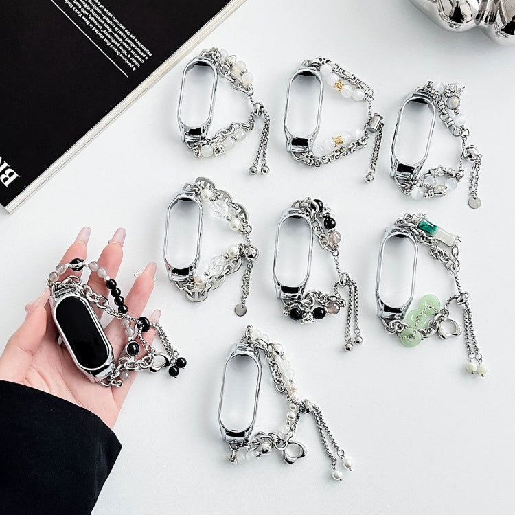 For Xiaomi Mi Band 8 Crystal Beaded Onyx Watch Band(Silver+Butterfly) - free shipping - PMC TechLife - Order now!