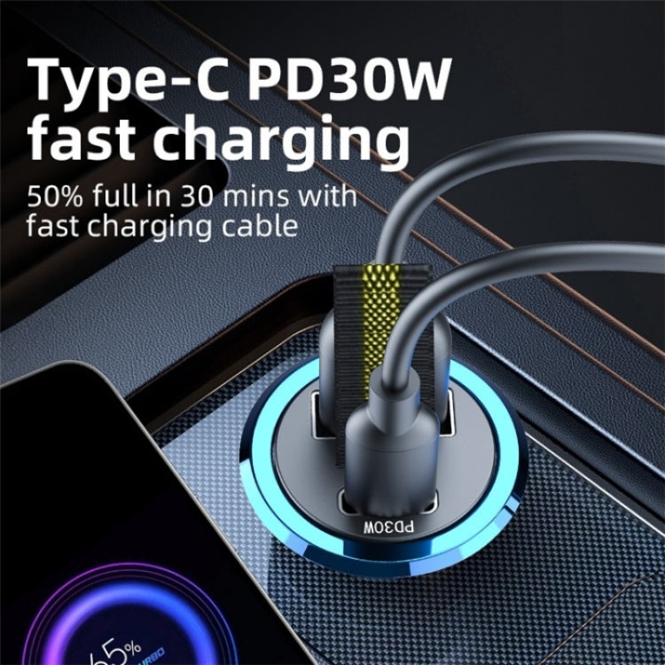 A1 QC 3.0+PD 30W Dual Car Charger Hidden Car Cigarette Lighter Phone Fast Charging Adapter - Car Charger by PMC Jewellery | Online Shopping South Africa | PMC Jewellery | Buy Now Pay Later Mobicred