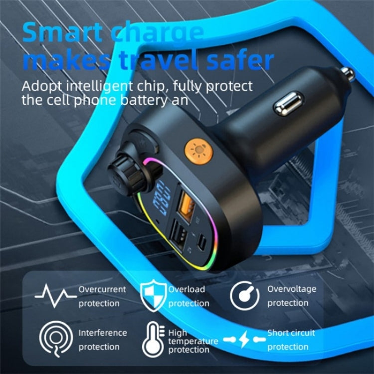 C6 Type-C+2 USB Fast Charger Audio MP3 Player Digital Display FM Car Bluetooth Transmitter - Bluetooth Car Kits by PMC TechLife | Online Shopping South Africa | PMC TechLife | Buy Now Pay Later Mobicred