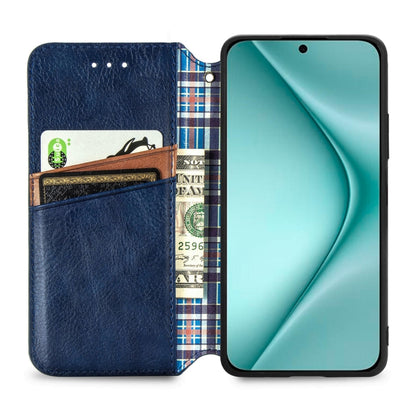 For Huawei Pura 70 Cubic Grid Pressed Magnetic Leather Phone Case(Blue) - Huawei Cases by PMC Jewellery | Online Shopping South Africa | PMC Jewellery | Buy Now Pay Later Mobicred