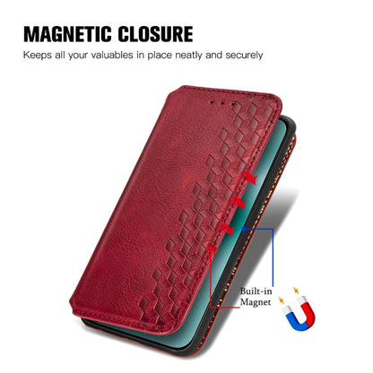 For Huawei Pura 70 Cubic Grid Pressed Magnetic Leather Phone Case(Red) - Huawei Cases by PMC Jewellery | Online Shopping South Africa | PMC Jewellery | Buy Now Pay Later Mobicred