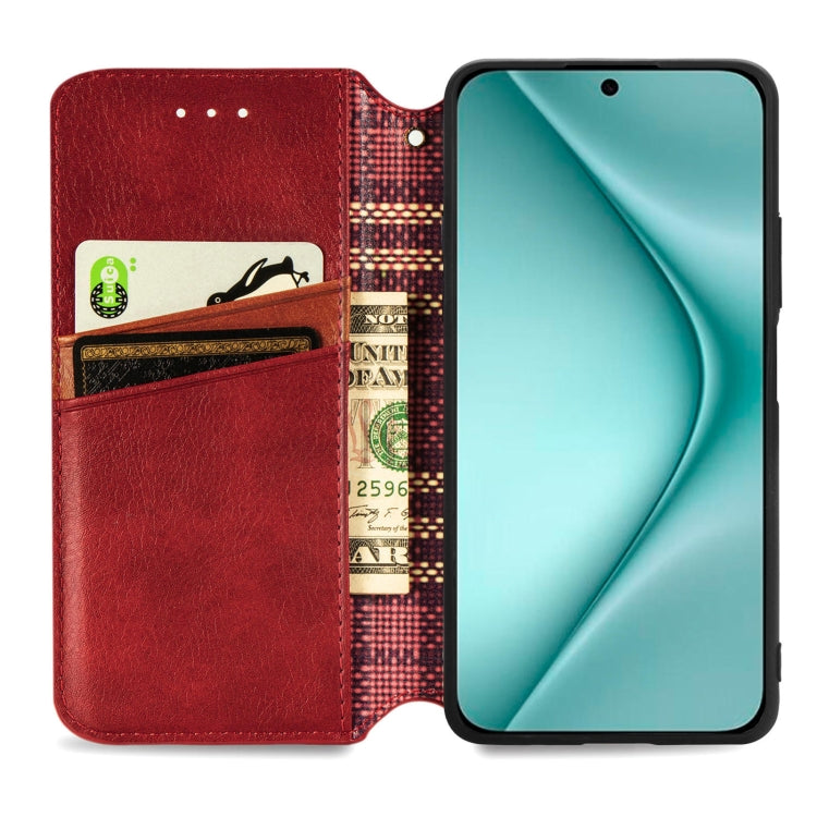 For Huawei Pura 70 Ultra Cubic Grid Pressed Magnetic Leather Phone Case(Red) - Huawei Cases by PMC Jewellery | Online Shopping South Africa | PMC Jewellery | Buy Now Pay Later Mobicred