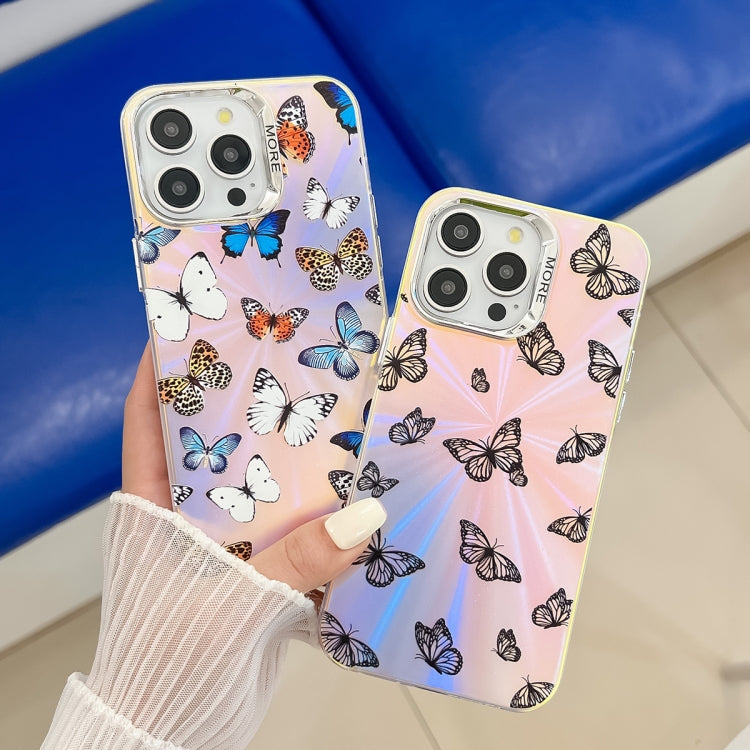 For iPhone 16 Electroplating Laser Butterfly Phone Case(Color Butterflies AB1) - iPhone 16 Cases by PMC Jewellery | Online Shopping South Africa | PMC Jewellery | Buy Now Pay Later Mobicred