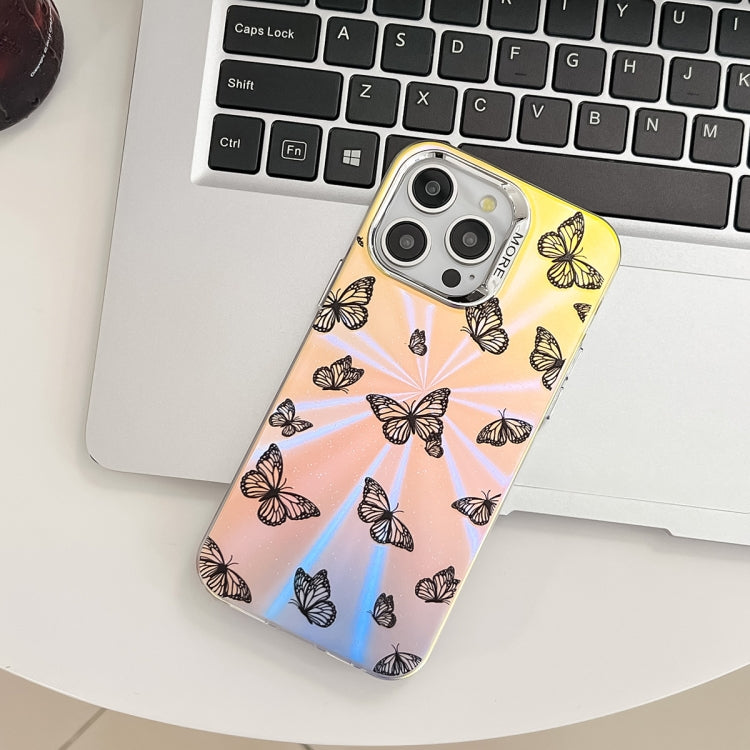 For iPhone 16 Electroplating Laser Butterfly Phone Case(Black Butterflies AB5) - free shipping - PMC TechLife - Order now!