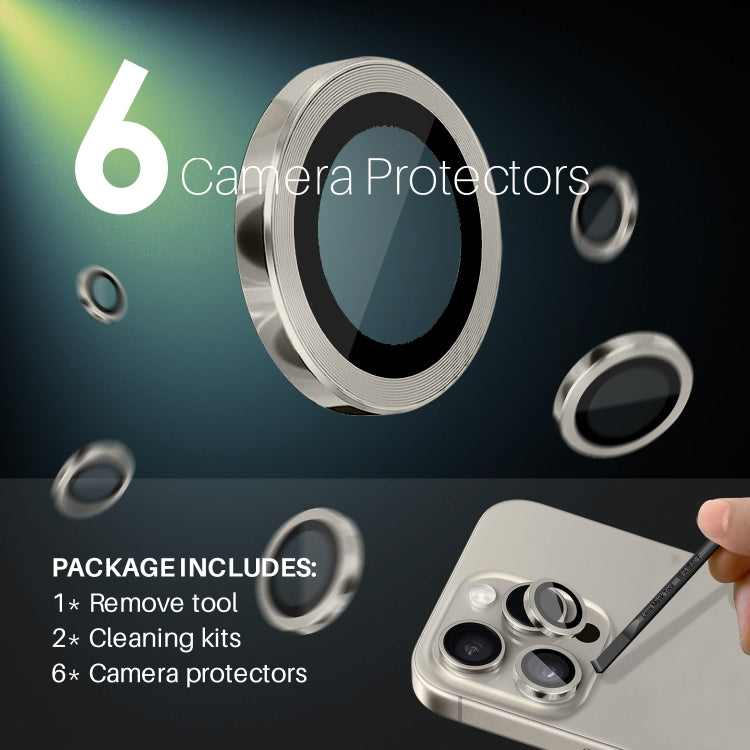 For iPhone 15 Pro / 15 Pro Max NORTHJO 2 Set 6pcs Camera Lens Protector Cover Metal Ring(Natural) - iPhone 15 Pro Max Tempered Glass by NORTHJO | Online Shopping South Africa | PMC Jewellery | Buy Now Pay Later Mobicred