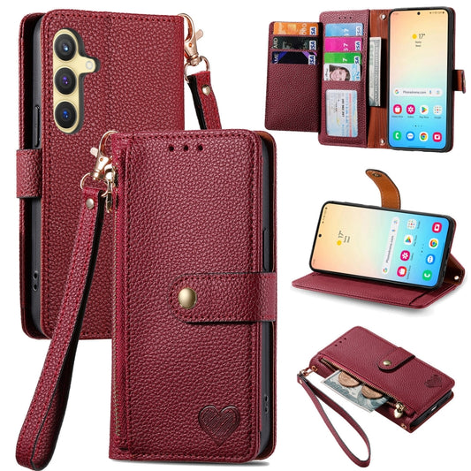 For Samsung Galaxy S25+ 5G Love Zipper Lanyard Leather Phone Case(Red) - Galaxy S25+ 5G Cases by PMC Jewellery | Online Shopping South Africa | PMC Jewellery | Buy Now Pay Later Mobicred