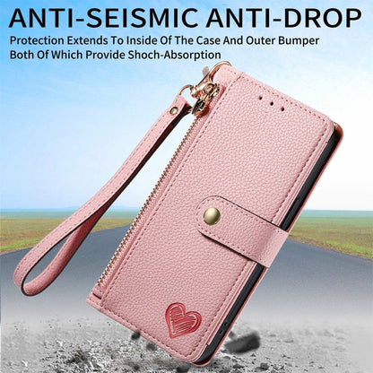 For Huawei Pura 70 Pro Love Zipper Lanyard Leather Phone Case(Pink) - Huawei Cases by PMC Jewellery | Online Shopping South Africa | PMC Jewellery | Buy Now Pay Later Mobicred