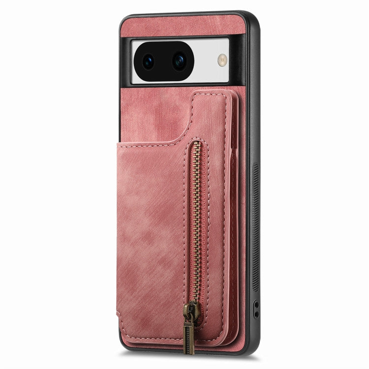 For Google Pixel 9 / 9 Pro Retro Leather Zipper Wallet Back Phone Case(Pink) - Google Cases by PMC TechLife | Online Shopping South Africa | PMC TechLife | Buy Now Pay Later Mobicred