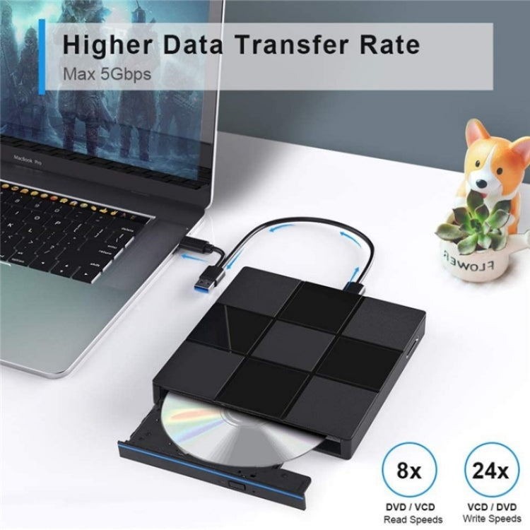 009 With USB Port for Laptop Computer External DVD Drive USB 3.0+Typle-C Adapter - Rewritable Drive by PMC Jewellery | Online Shopping South Africa | PMC Jewellery | Buy Now Pay Later Mobicred
