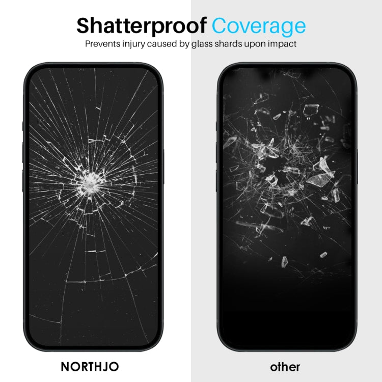 For iPhone 16 NORTHJO 2pcs A++ Tempered Glass Film with Installation Frame - iPhone 16 Tempered Glass by NORTHJO | Online Shopping South Africa | PMC TechLife | Buy Now Pay Later Mobicred