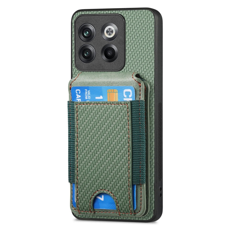 For OnePlus 12 5G Carbon Fiber Vertical Flip Wallet Stand Phone Case(Green) - OnePlus Cases by PMC TechLife | Online Shopping South Africa | PMC TechLife | Buy Now Pay Later Mobicred