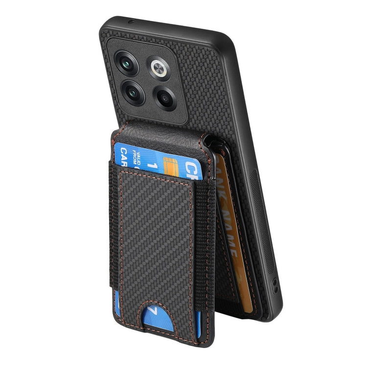 For OnePlus Nord CE3 Carbon Fiber Vertical Flip Wallet Stand Phone Case(Black) - OnePlus Cases by PMC TechLife | Online Shopping South Africa | PMC TechLife | Buy Now Pay Later Mobicred