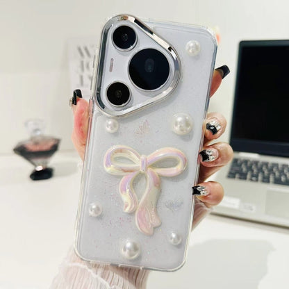 For Huawei Pura 70 3D Bow Pearl Love Flower TPU Phone Case(Pearl Bow) - Huawei Cases by PMC Jewellery | Online Shopping South Africa | PMC Jewellery | Buy Now Pay Later Mobicred