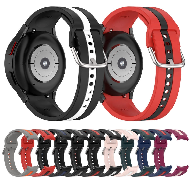 For Samsung Galaxy Watch FE 40mm Two Color Stripe Silicone Watch Band(Black Red) - free shipping - PMc TechLife - Order now!