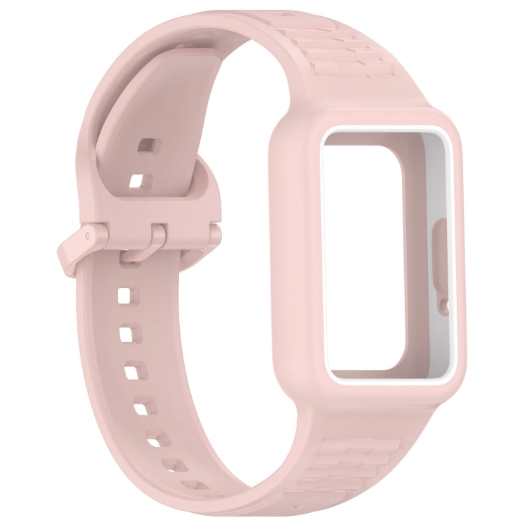 For  Huawei Band 9 NFC Two Color Frame Integrated Silicone Watch Band(Light Pink) - free shipping - PMc TechLife - Order now!