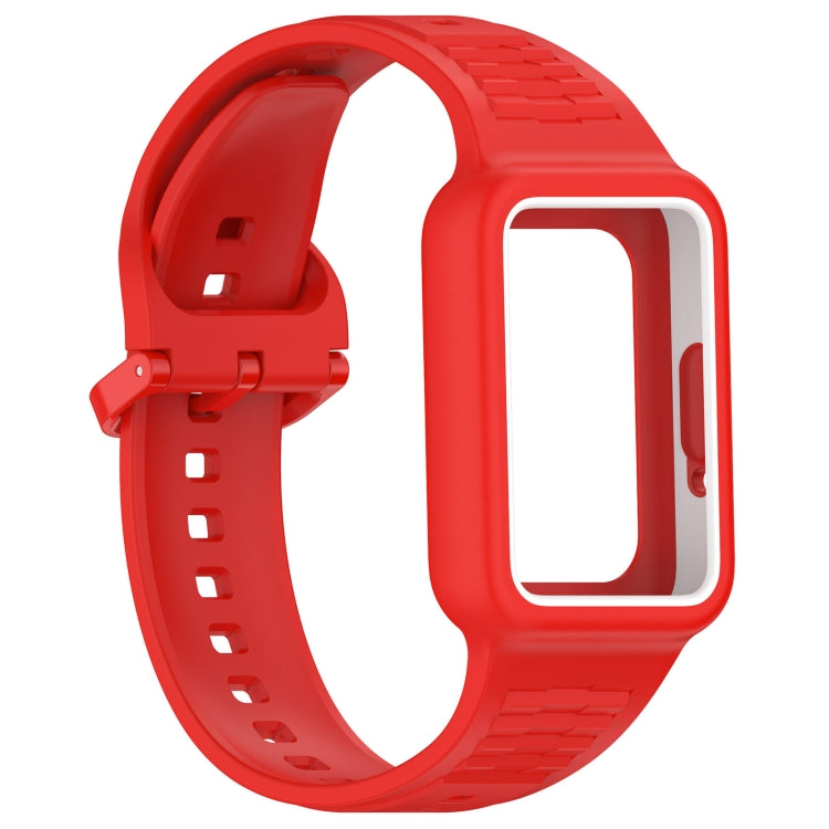 For  Huawei Band 9 Two Color Frame Integrated Silicone Watch Band(Red) - free shipping - PMc TechLife - Order now!