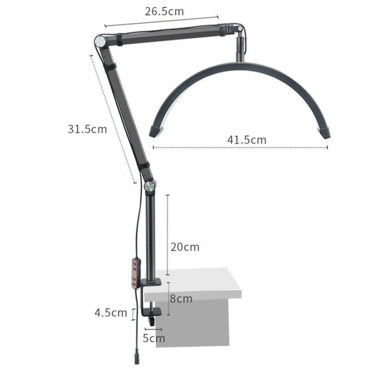 HD-M3X Pro 16 inch Adjustable Brightness Beauty Light Half Moon Light Eyelash Tech Lamp, Plug:UK Plug(Black) - Selfie Light by PMC TechLife | Online Shopping South Africa | PMC TechLife | Buy Now Pay Later Mobicred