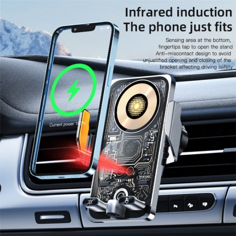 C1 Car Wireless 66W Fast Charger Phone Holder Infrared Sensor Punk Style(Silver) - Car Charger by PMC TechLife | Online Shopping South Africa | PMC TechLife | Buy Now Pay Later Mobicred