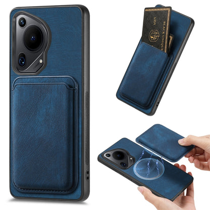 For Huawei Pura 70 Retro Leather Card Bag Magnetic Phone Case(Blue) - Huawei Cases by PMC Jewellery | Online Shopping South Africa | PMC Jewellery | Buy Now Pay Later Mobicred