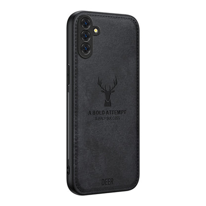 For Samsung Galaxy S25 5G Deer Head Cloth Skin All-inclusive Phone Case(Black) - Galaxy S25 5G Cases by PMC Jewellery | Online Shopping South Africa | PMC Jewellery | Buy Now Pay Later Mobicred