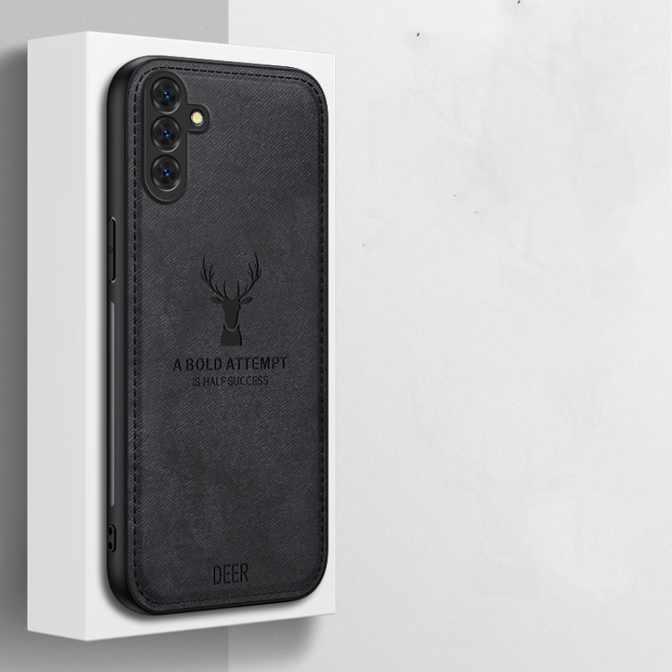 For Samsung Galaxy S25 5G Deer Head Cloth Skin All-inclusive Phone Case(Black) - Galaxy S25 5G Cases by PMC Jewellery | Online Shopping South Africa | PMC Jewellery | Buy Now Pay Later Mobicred