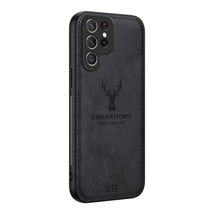 For Samsung Galaxy S25 Ultra 5G Deer Head Cloth Skin All-inclusive Phone Case(Black) - Galaxy S25 Ultra 5G Cases by PMC Jewellery | Online Shopping South Africa | PMC Jewellery | Buy Now Pay Later Mobicred