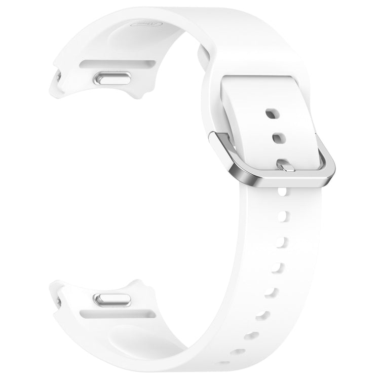 For Samsung Galaxy Watch7 40 / 44mm Solid Color Silver Buckle Quick Release Silicone Watch Band(White) - free shipping - PMC TechLife - Order now!