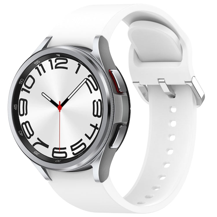 For Samsung Galaxy Watch 6 Classic 47mm Solid Color Silver Buckle Quick Release Silicone Watch Band(White) - free shipping - PMC TechLife - Order now!