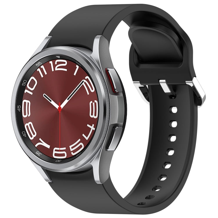 For Samsung Galaxy Watch 6 Classic 43mm Solid Color Silver Buckle Quick Release Silicone Watch Band(Black) - free shipping - PMC TechLife - Order now!