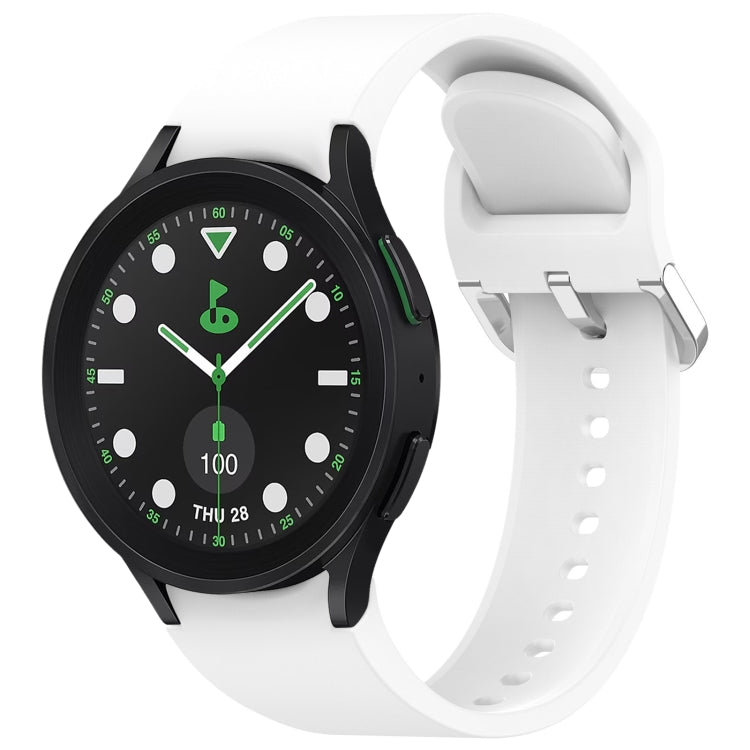 For Samsung Galaxy watch 5 Pro Golf Edition Solid Color Silver Buckle Quick Release Silicone Watch Band(White) - free shipping - PMC TechLife - Order now!