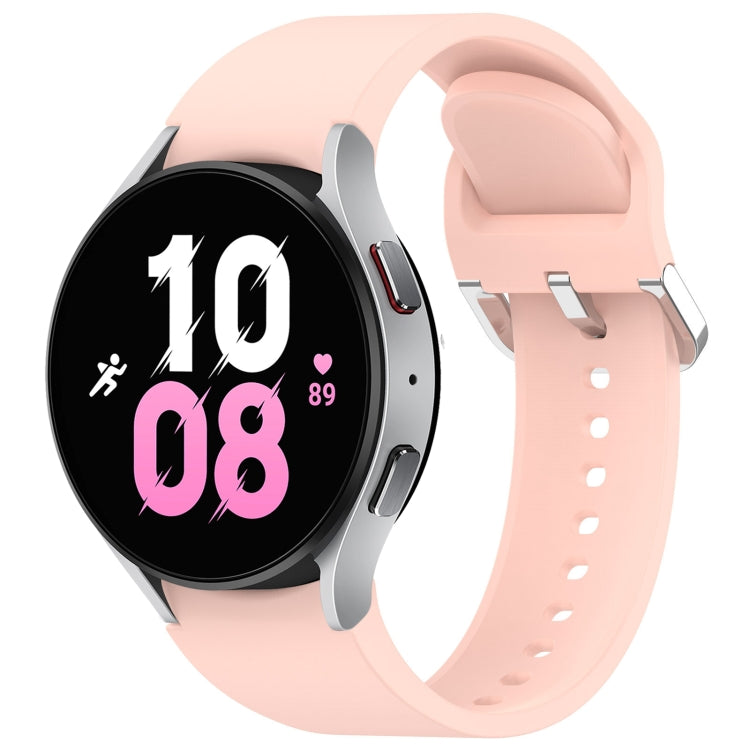 For Samsung Galaxy Watch 5  44mm Solid Color Silver Buckle Quick Release Silicone Watch Band(Pink) - free shipping - PMC TechLife - Order now!