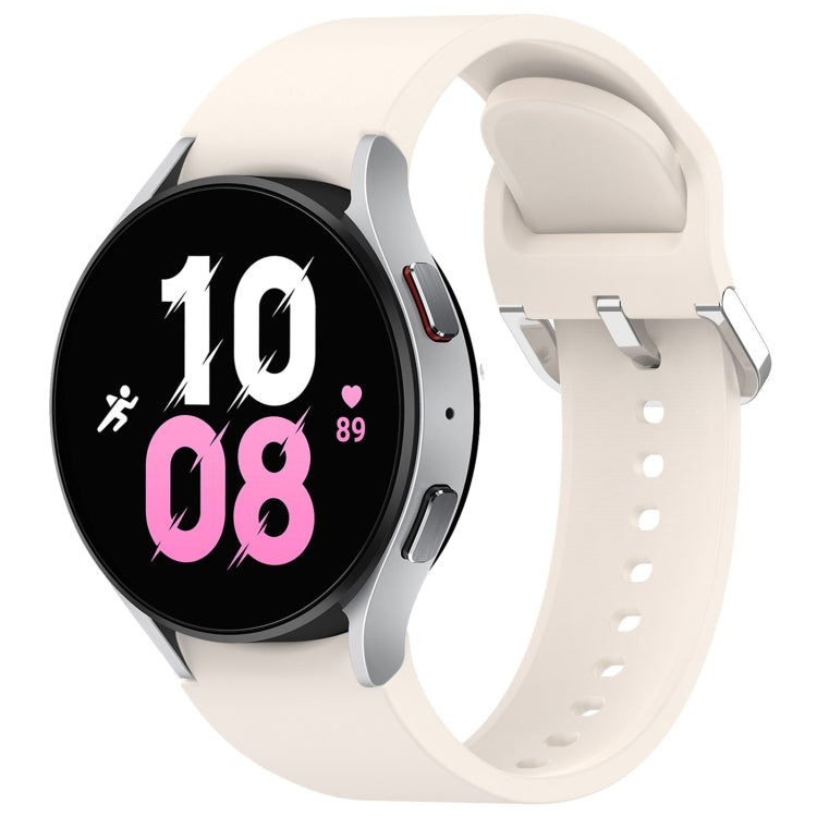 For Samsung Galaxy Watch 5  44mm Solid Color Silver Buckle Quick Release Silicone Watch Band(Starlight) - free shipping - PMC TechLife - Order now!