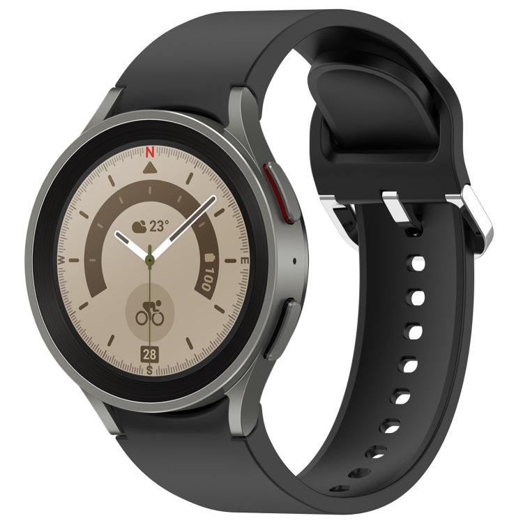 For Samsung Galaxy Watch 5 Pro  45mm Solid Color Silver Buckle Quick Release Silicone Watch Band(Black) - free shipping - PMC TechLife - Order now!