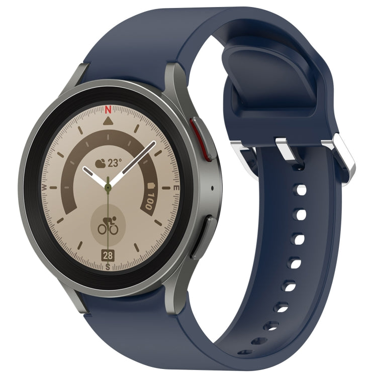 For Samsung Galaxy Watch 5 Pro  45mm Solid Color Silver Buckle Quick Release Silicone Watch Band(Midnight Blue) - free shipping - PMC TechLife - Order now!