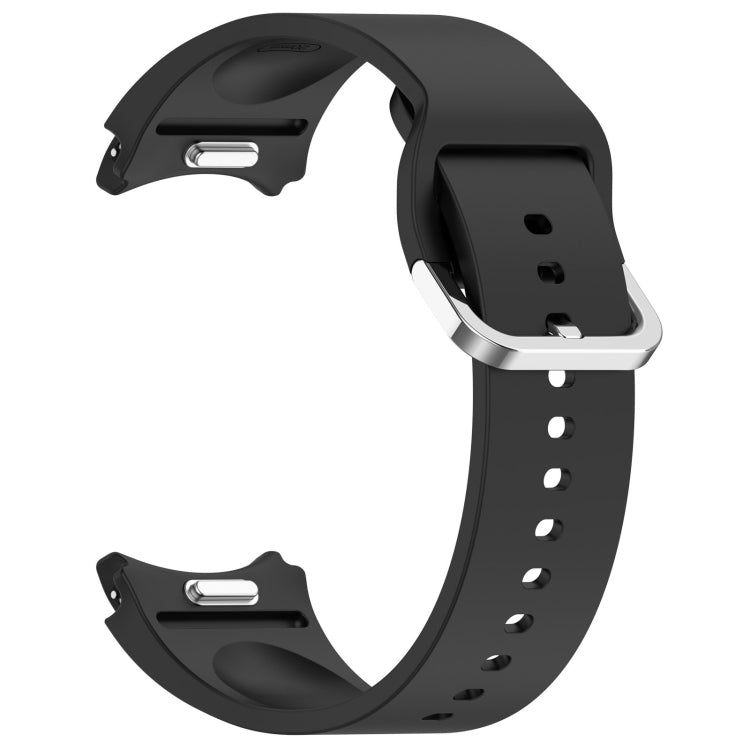 For Samsung Galaxy Watch 7 44mm Solid Color Silver Buckle Quick Release Silicone Watch Band(Black) - free shipping - PMC TechLife - Order now!