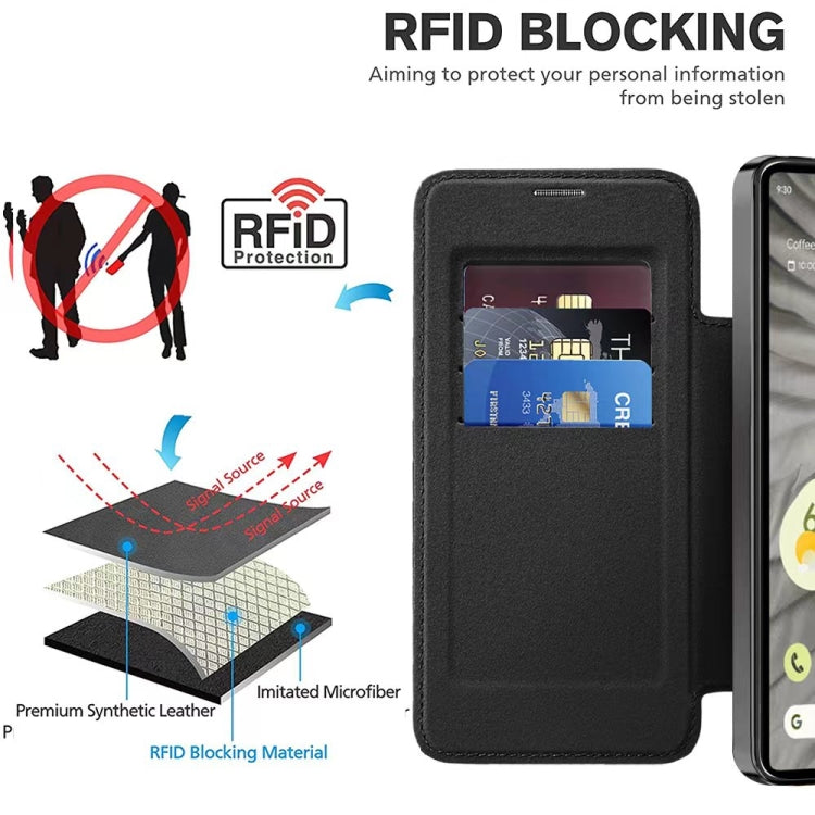 For Google  Pixel 8a Shield Magsafe RFID Anti-theft Rhombus Leather Phone Case(Night Purple) - free shipping - PMC TechLife - Order now!