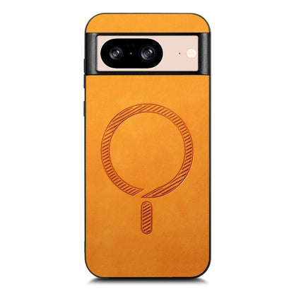 For Google Pixel 9 / 9 Pro Retro Magsafe Magnetic PU Back Cover Phone Case(Yellow) - Google Cases by PMC Jewellery | Online Shopping South Africa | PMC Jewellery | Buy Now Pay Later Mobicred